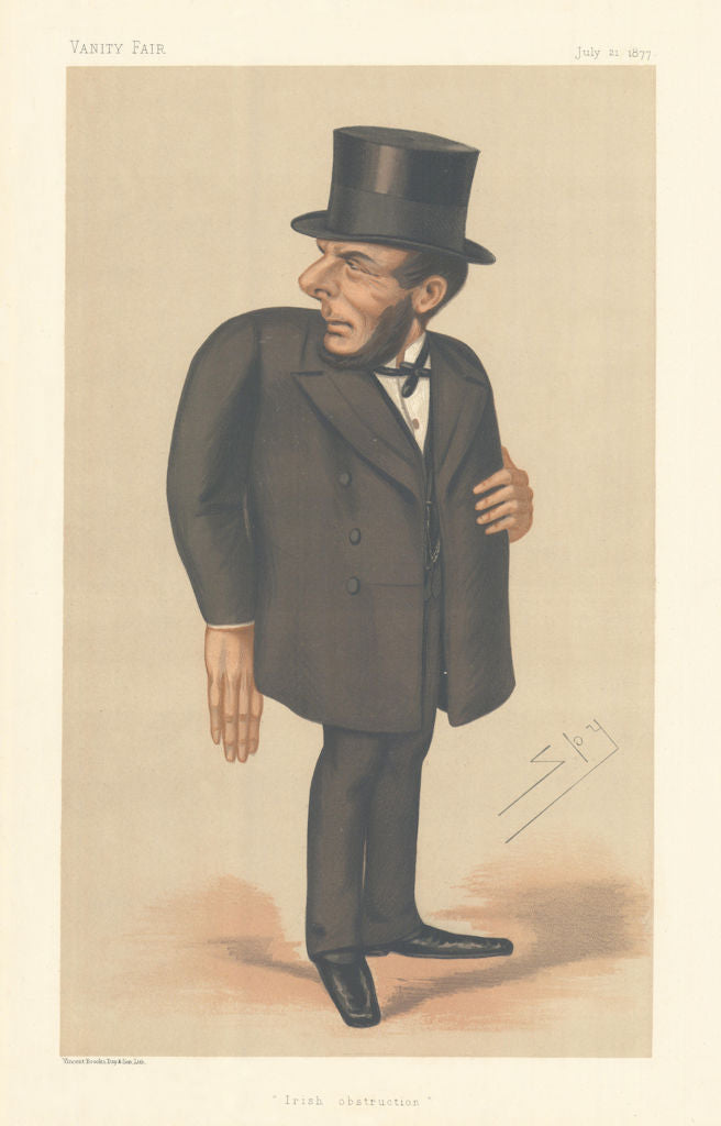 VANITY FAIR SPY CARTOON Joseph Gillis Biggar 'Irish obstruction' Ireland 1877